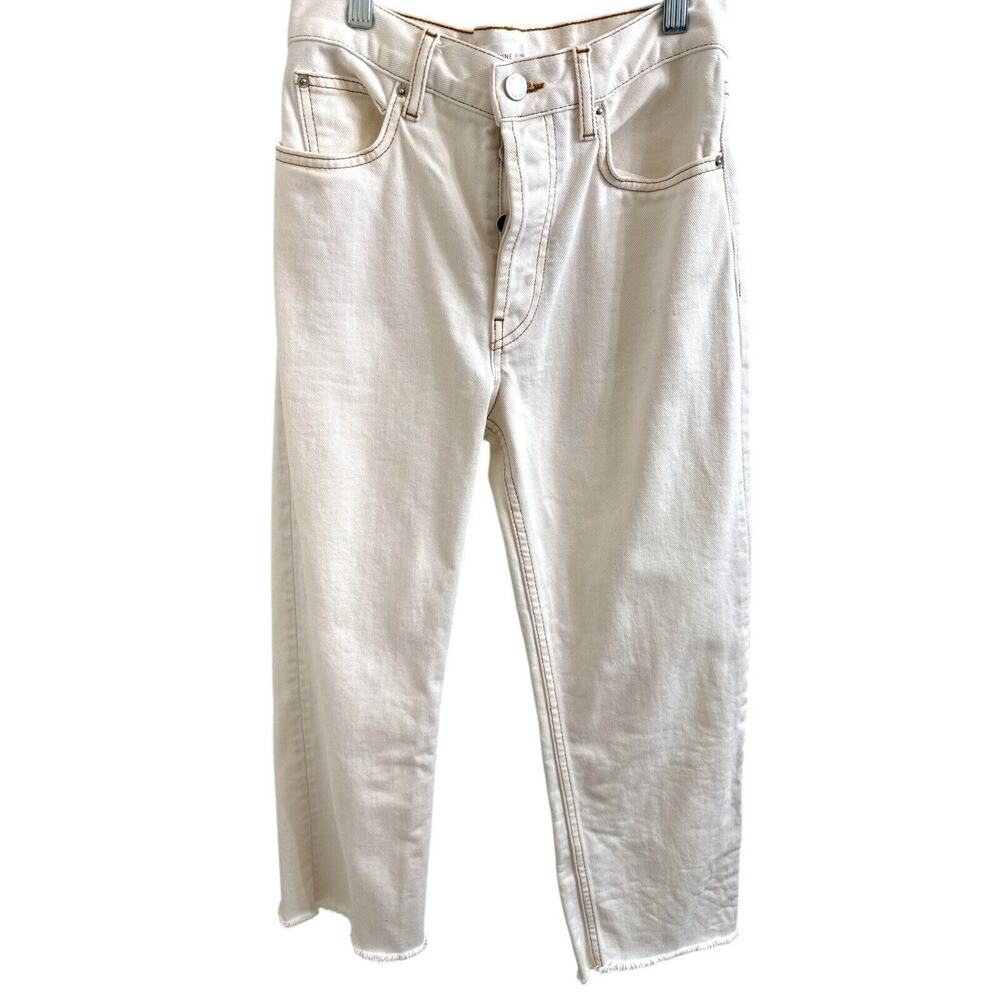 Anine Bing Jackie Straight Leg Cream Jeans Size 25